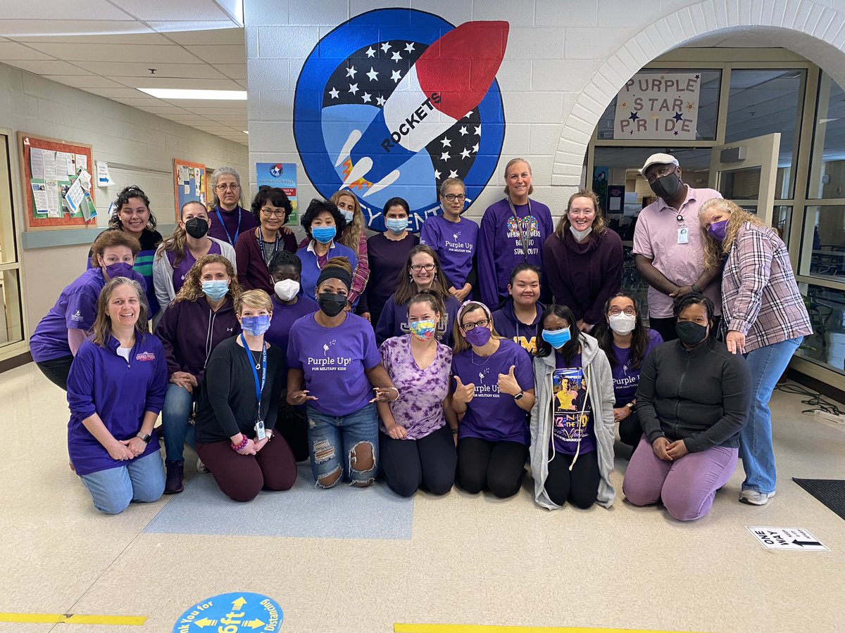 Key Center staff is recognizing and thanking children from military families by wearing purple today.  Thanks for your contribution to our school. #PurpleUpFCPS
