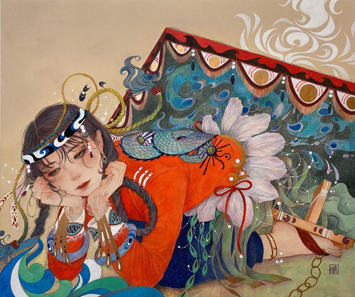 「「花くだりの休息」 」|中島華映のイラスト