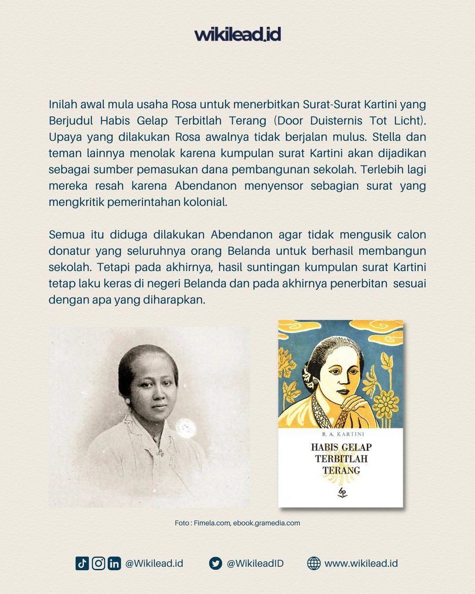 WikileadID's tweet photo. #biografitokoh #readtolead #salamliterasi #wikileaders #wikilead #kartini #kartiniday #harikartini https://t.co/5INn3LVsr5
