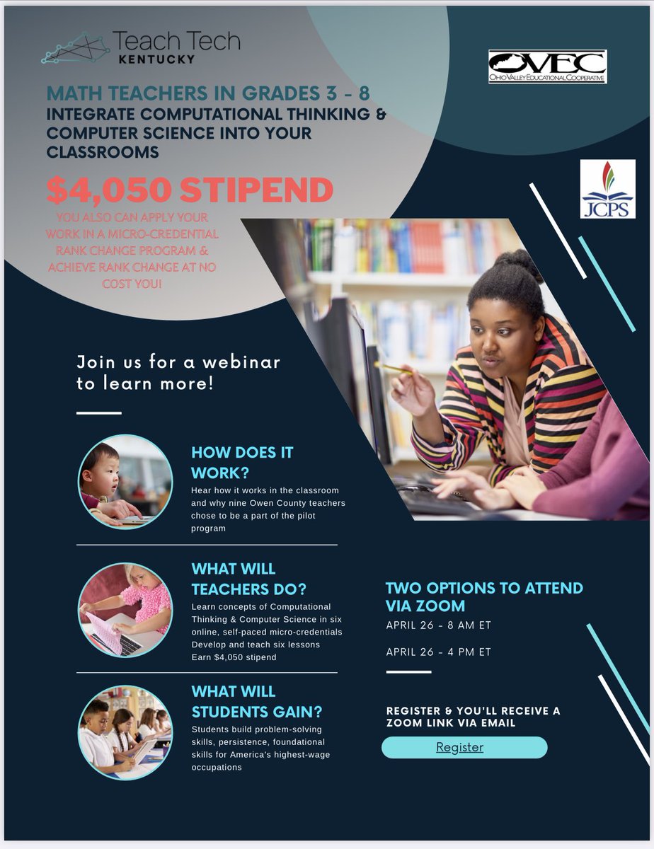 kids_inspire's tweet photo. ⁦@JCPSKY⁩ 3rd-8th grade math teachers‼️ GREAT opportunity for rank change and stipend! Link to register for informational webinars below. 👇🏽👇🏾👇🏿👇🏻 ⁦@kreceveur⁩ ⁦@SPDirectorCDLI⁩ ⁦@TeachandLearnEA⁩ ⁦@JCPSAsstSuptTL⁩ ⁦@JCPSAsstSuptMS⁩ ⁦ https://t.co/ndX7Qv2pMC