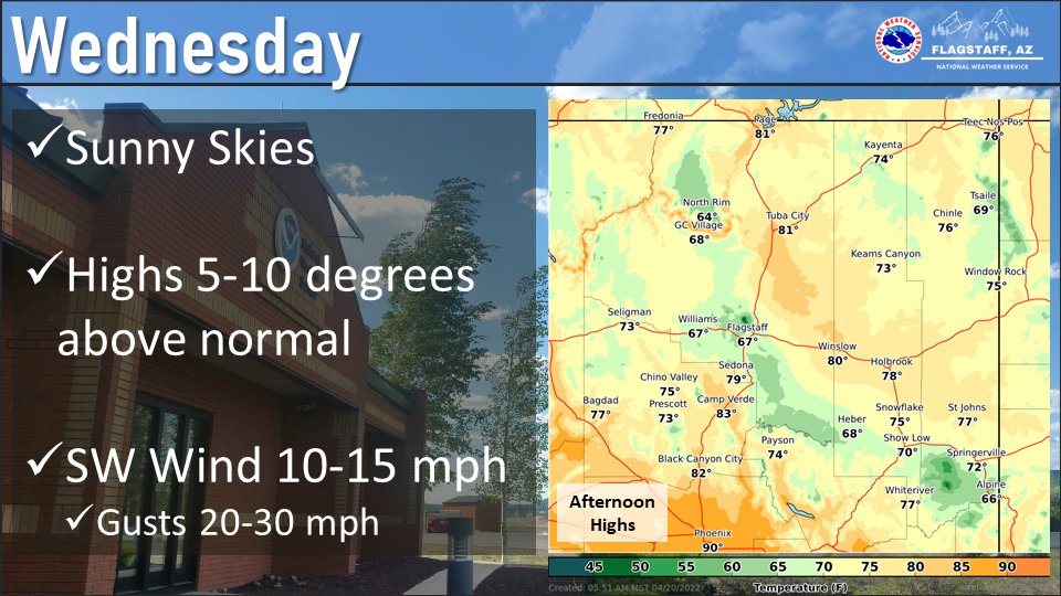 NWS Flagstaff on Twitter "Good morning! Another breezy and warm day