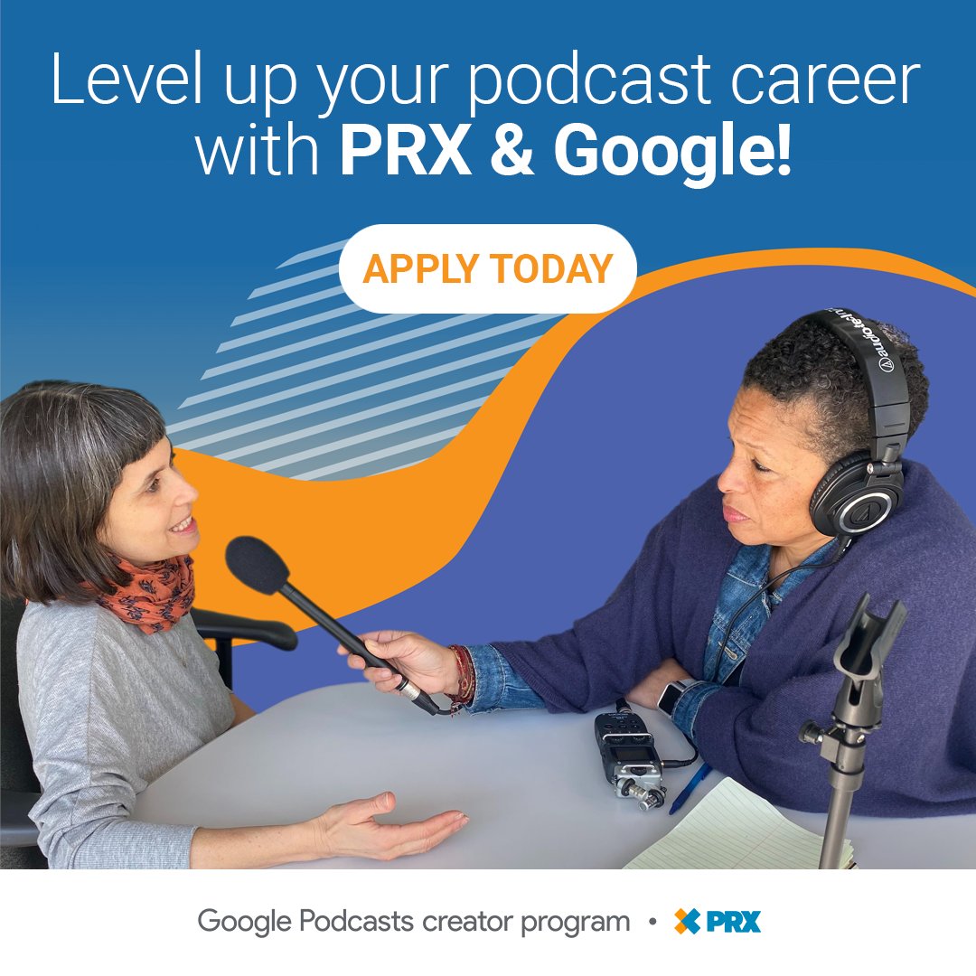 📣 GPcp Applications are due in just a FEW DAYS 📣

Apply NOW and don’t miss out on the opportunity to grow your podcast with the <a href="/Google/">Google</a> Podcasts creator program from PRX! Learn from industry experts and receive $15,000 for your production! 🚀

trib.al/5E0qQLE