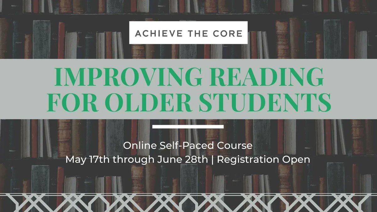 The self-paced course "Improving Reading for Older Students" begins next month. Register today to ensure your spot in this popular, evidence-based course that helps middle- and high-school educators support students in reading: bit.ly/34ucZ4h #middleschool #elachat