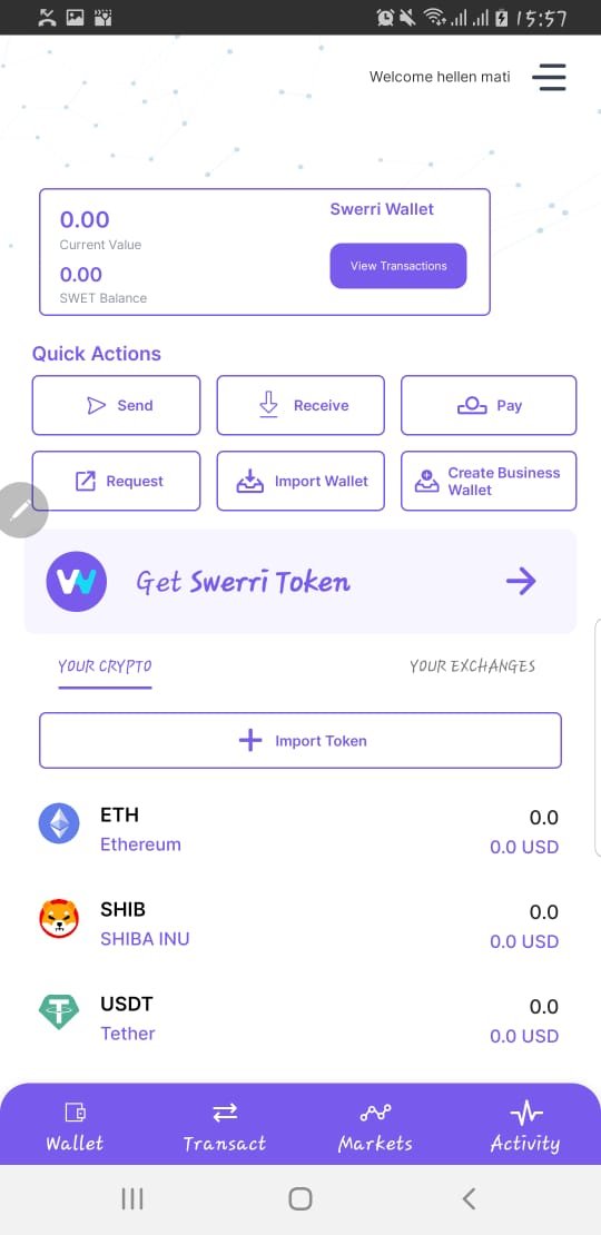 Aria_Nawi's tweet photo. 4. Need a business wallet? Easily create one in the Swerri application and have your customers pay in crypto. Easily get the Swet token with Matic and Transact in the application. It's that easy. Swerring The Simple crypto.#TheSimplecrypto #cryptocurrency #CryptoNews https://t.co/y9ToL99mK8