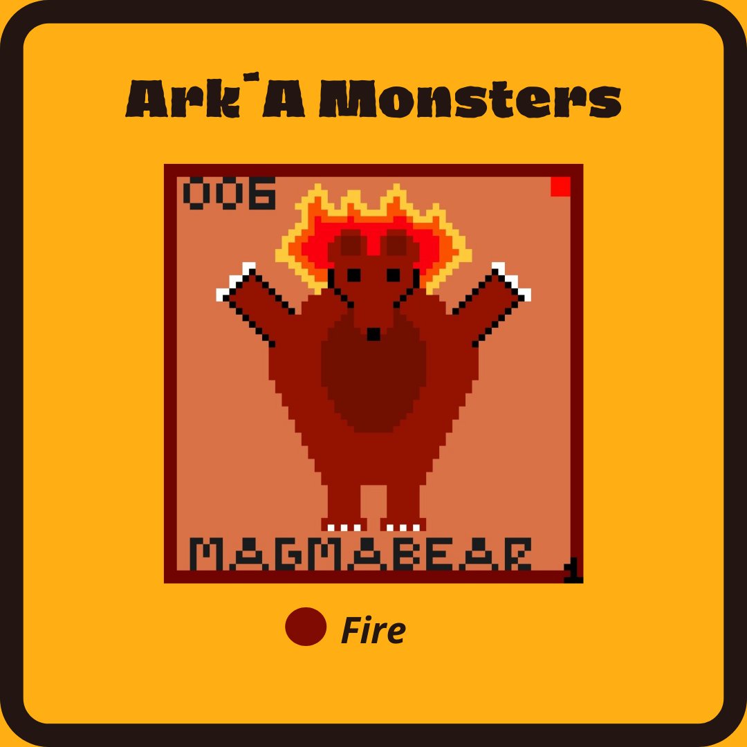 Look at this beauty from the evolution of LavaBear.
This bear enjoys hot magma baths and lives inside Arka's most active volcanoes.
🥵🔥🌋🌋

#NFTCommunity #NFTartist #NFTartists #raribleNFT #openseacollections