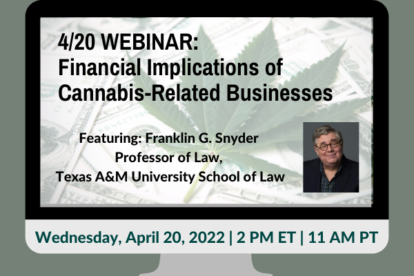 PC_360's tweet image. WEBINAR TODAY: Financial Implications of Cannabis-Related Businesses
If you are involved in cannabis-related businesses, let's talk Internal Governance, Tax Implications (including recent legislation), as well as Banking and Finance.
 
us06web.zoom.us/webinar/regist…
