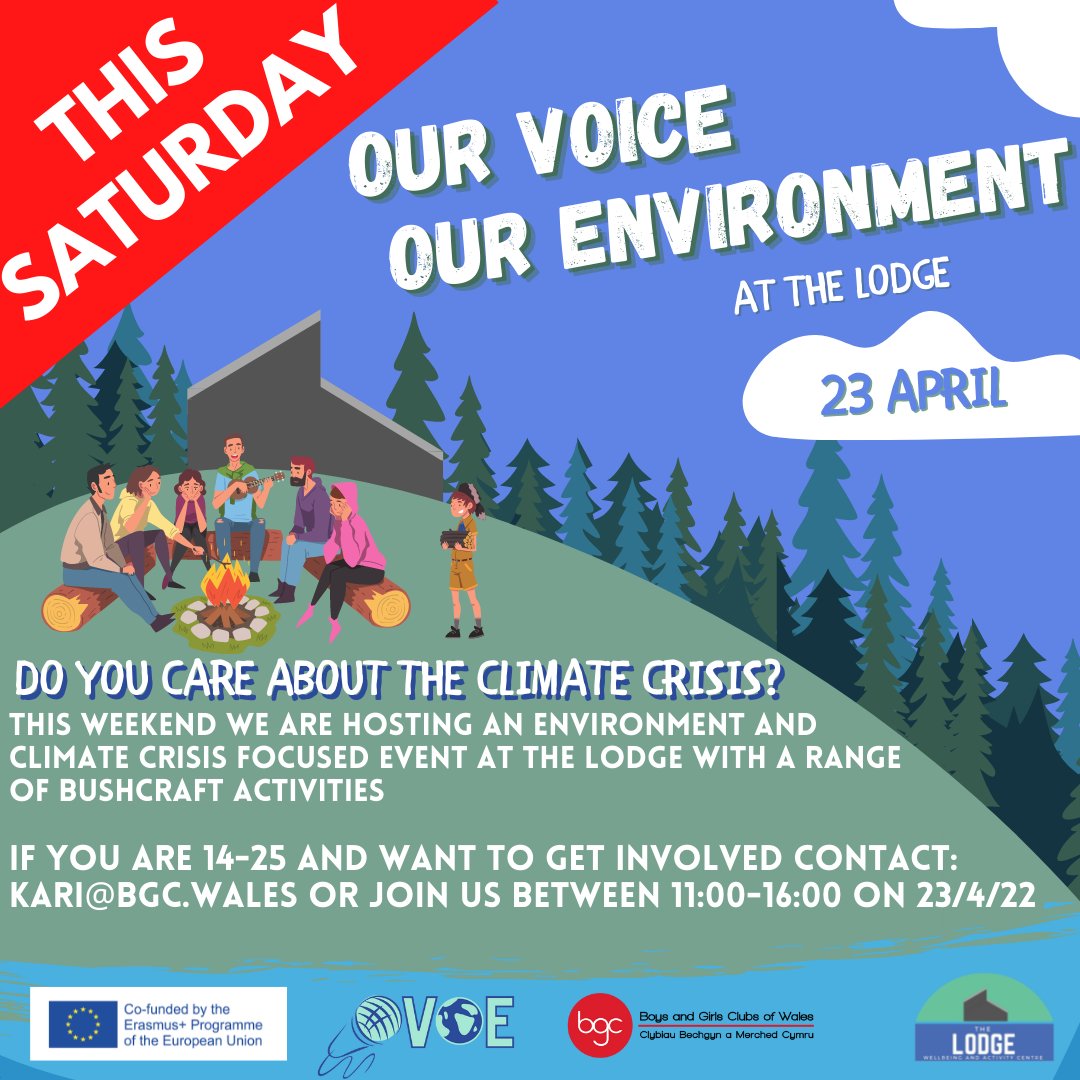 bgcwales_kari's tweet photo. This Saturday we are hosting an environment focused activity day at the @lodgebgcwales between 11 and 4. Join us to discuss why the environment is important to young people and get involved with the fantastic #bushcraft activities on offer! #campfirecooking  #erasmusplus #ovoe https://t.co/v8HbPFP4dJ
