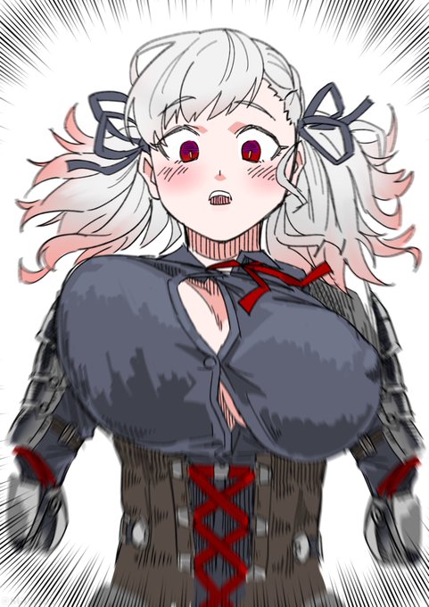 初めは甲冑が被弾して弾け飛ぶ絵を描いていて、でも粉々の破片を描くのが大変で、途中から甲冑を無かったことにした。
そうしたら、たまたま、どういうわけか、驚くことに、単に乳が揺れてる絵になってしまった。 