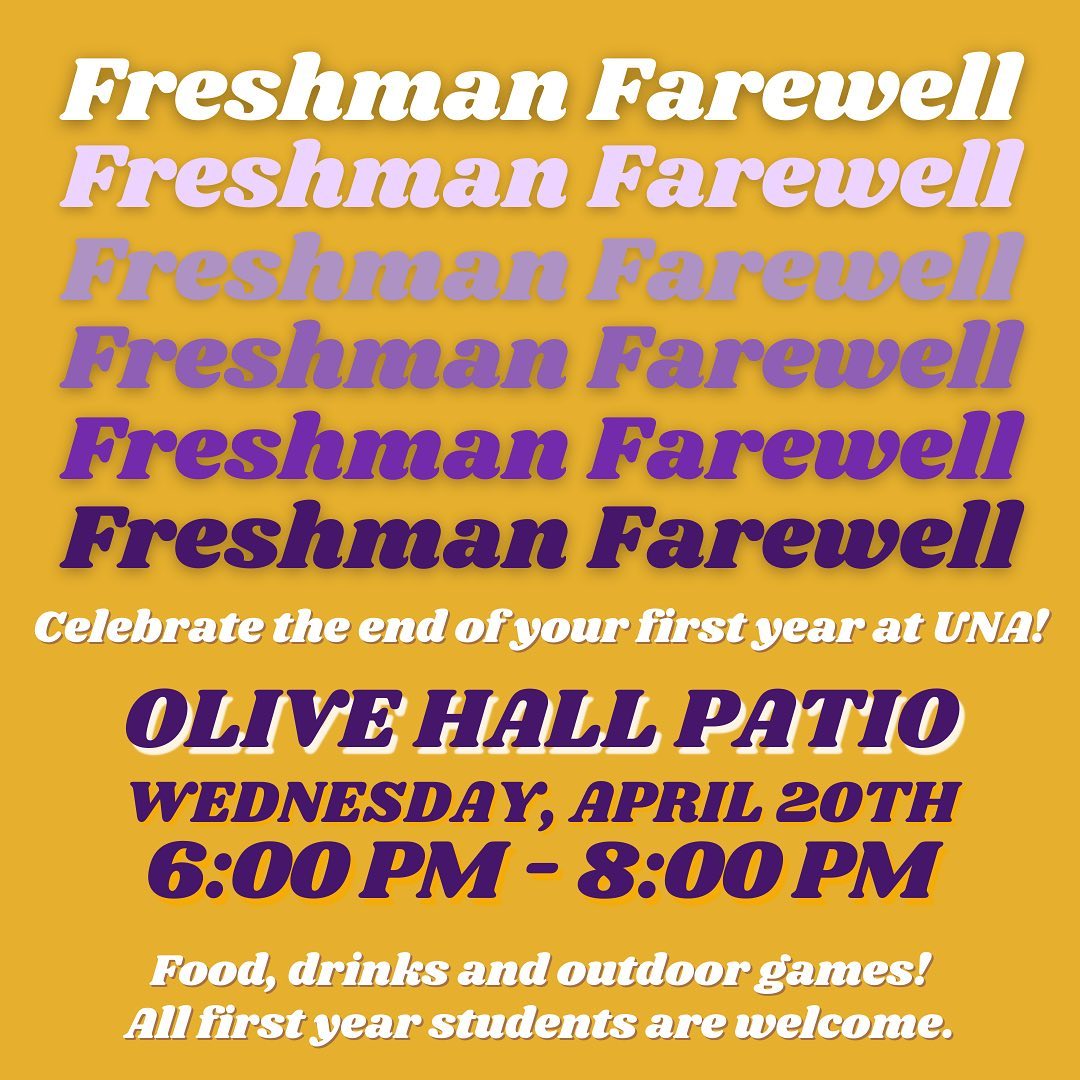 unahrl's tweet photo. Come celebrate the end of your first year at UNA on the Olive Patio TOMORROW NIGHT! We’ll be grilling and chilling from 6-8 pm 😎
Rumor has it the Kona Ice truck may stop by, too?!? See 🕺 you 🕺 there 🕺 https://t.co/BhAWOYsUCw