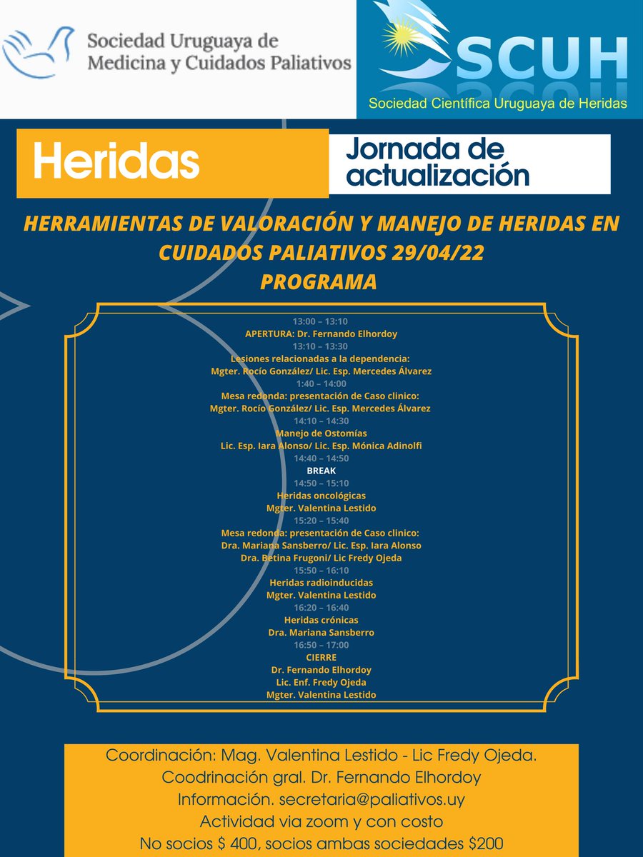 paliativosuy's tweet photo. Estimadas y estimados. Les dejamos el programa para nuestra próxima jornada. Hay tiempo para inscribirse hasta el día 27/04.. muchas gracias por su participación!! Los esperamos.
Inscripciones aquí 👉https://t.co/IcdE4Lw5zP https://t.co/6lf8CD9rc8