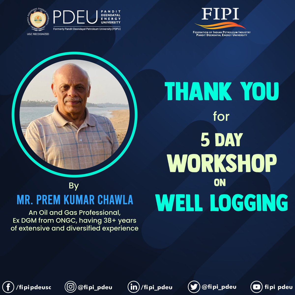 fipi_pdeu's tweet photo. FIPI PDEU Student Chapter successfully organized a 5-day workshop on well logging, for which we are grateful to Mr. Prem Kumar Chawla for assisting in the workshop.
#welllogging #workshop #oilandgas #ongc #thankyou #productionlogging #fipipdeu #fipi #pdeu #petroleum https://t.co/1b6cVMRwQH