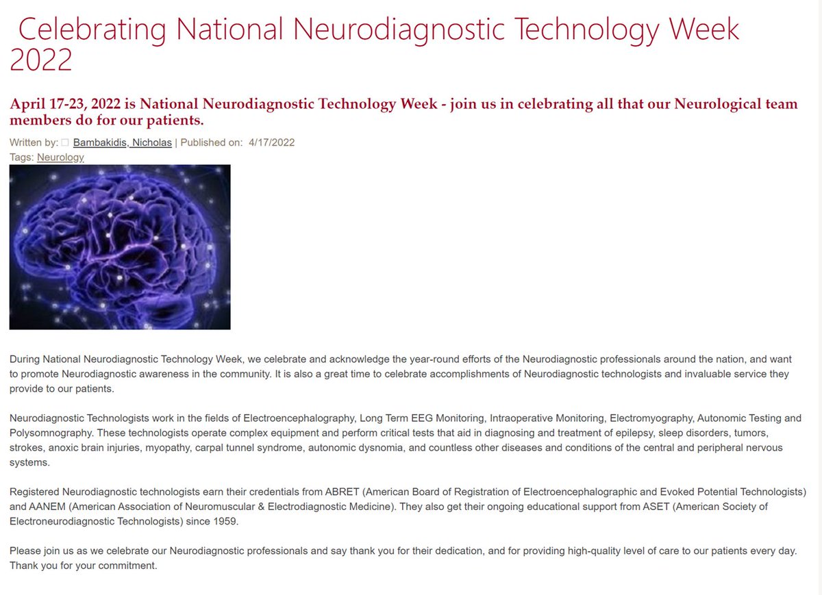 CwruEpilepsy's tweet photo. Happy neurodiagnostic technology week! We are incredibly fortunate to have a phenomenal team of EEG/EMG/IOM/autonomic technologists @UHhospitals Thank you for your hard work and dedication #NDWeek #Epilepsy #Neurophysiology #IOM #Electrodiagnostic #IOM #neurotwitter @AllaEEG1 https://t.co/AYYe5tGNen