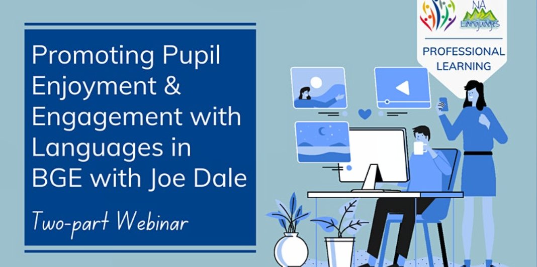 AllianceLangs's tweet photo. Calling all @NAllianceScot secondary language teachers Have you signed up yet? We are delighted to have the one and only @joedale hosting 2 online webinars especially for us 🤩First one on 5th May, 4pm. Look forward to seeing you. #scotlandloveslanguages https://t.co/SgQbAitJJS https://t.co/MNFJMhnUw1