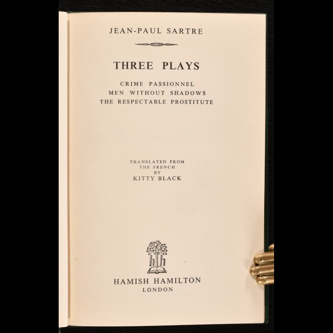 Rookebooks's tweet photo. A pleasing copy of the first edition of Kitty Black's English language translation of these three works of drama from Jean-Paul Sartre is currently available on our website.

https://t.co/fV3CL4e8cQ https://t.co/KWBeEfrFN0