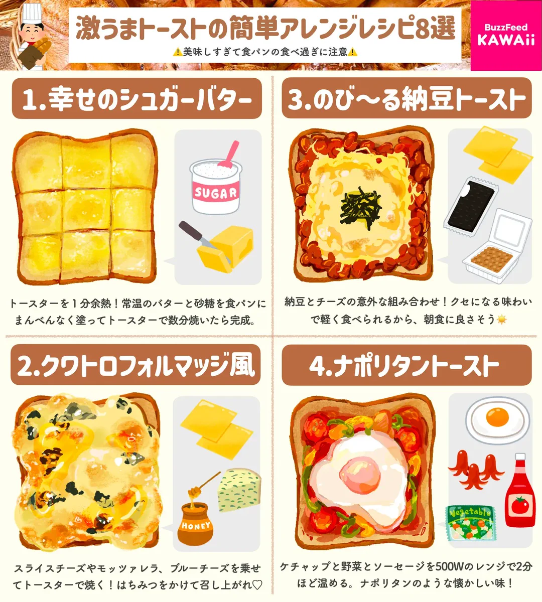 美味しすぎて食べすぎに注意？！トースト好きさん必見のトーストレシピ8選！