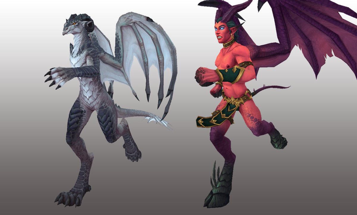 ercarp_'s tweet image. I think I'm fairly convinced now that the #Dracthyr are based on the Incubus rig. It's not a 1:1 copy-paste as there are minute differences, but it is still the first time a brand new playable race is getting a skeleton based on another class's pet. 😐

#Warcraft #Dragonflight