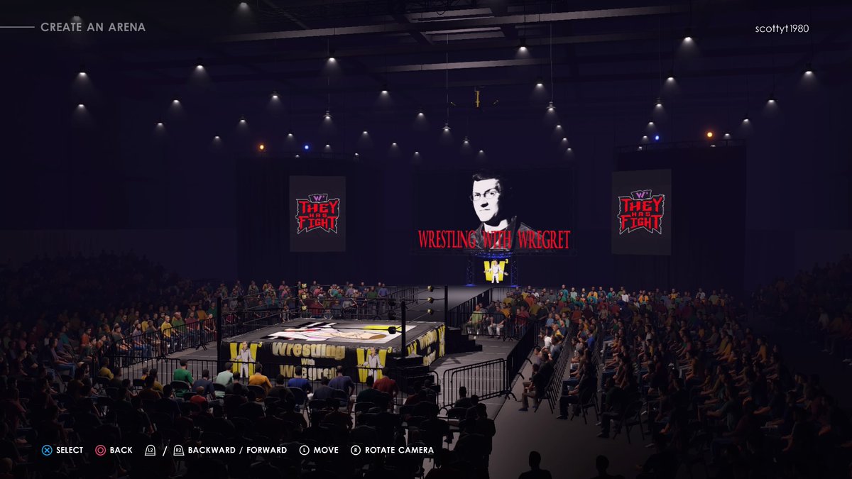 ScottyT1980's tweet photo. My @zmanbrianzane Wrestling With Wregret Arena is up on #WWE2K22 CC for you on PS4/XBONE/PC, search for #BrianZane #WrestlingWithWregret & #DoItForTheContent https://t.co/MeongObd0L