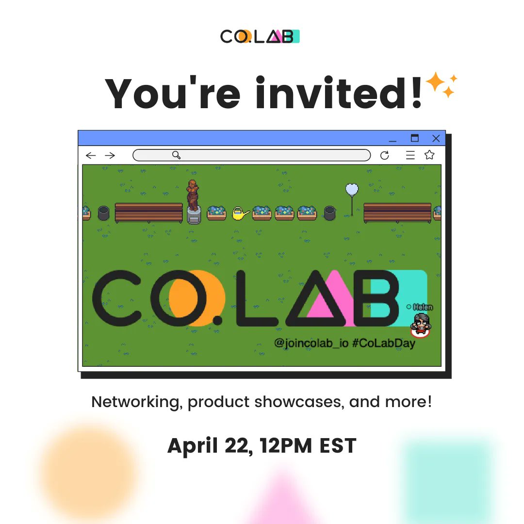 joincolab_io's tweet photo. 📣 You're invited to #CoLabDay! Mark your calendars this April 22 at 12PM EST.

Join us as we wrap up our 9th cohort, share their projects to the world, and network with other techies!

Limited slots, so RSVP now 👇
https://t.co/ZZU78CT0Be https://t.co/PQICnjKD4J