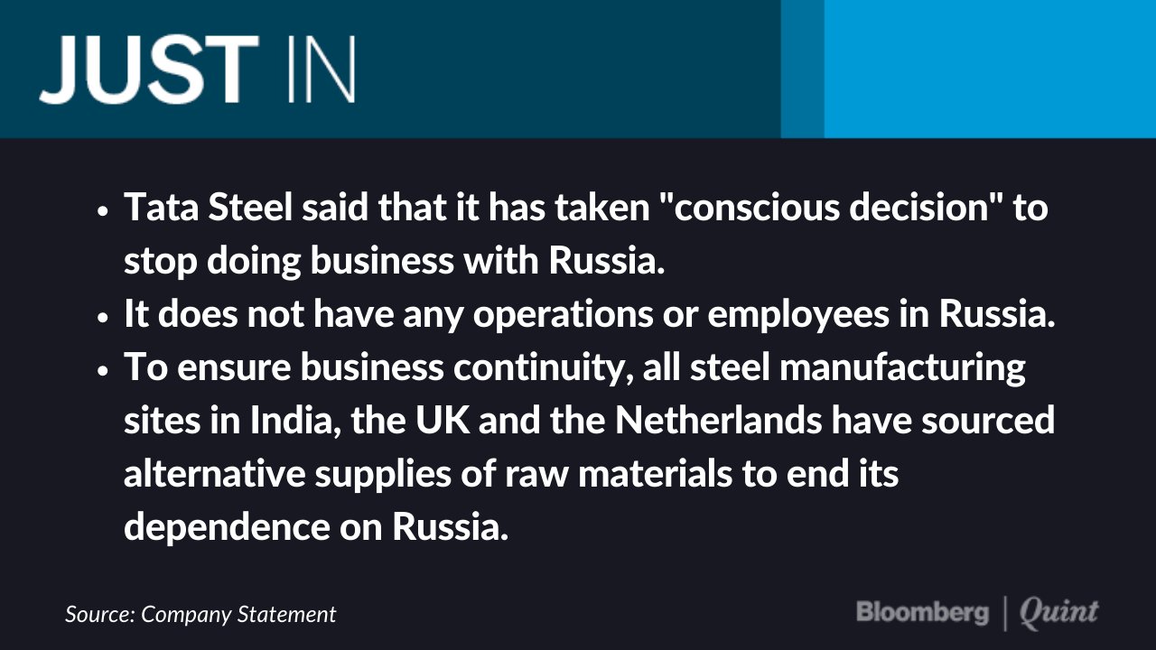 India's Tata Steel to stop doing business with Russia