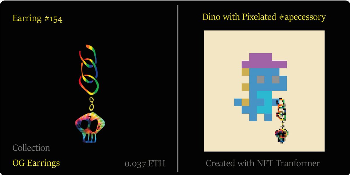 Pixelation of #apecessories is easy with our NFT Transformer (each apecessory owner gets access)

#pixelart #NFTCommunity #NFT <a href="/tinydinosnft/">tiny dinos</a> <a href="/ApeGangNFT/">ApeGang.eth</a> #RAWR

Buy on OpenSea: opensea.io/collection/og-…
Transformer preview: apecessories.com/transformer