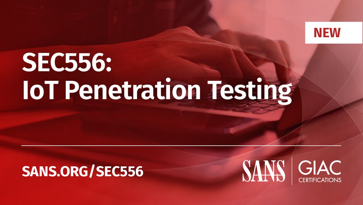 SANSOffensive's tweet photo. Build the vital skills needed to identify, assess, & exploit basic & complex security mechanisms in #IoT devices in #SEC566
Running at #SANSStaySharp Spring 2022 (April 4-7)
Register here: https://t.co/l0gn92mLQV #PenTesting #IoTSecurity https://t.co/myWyQQSVrO