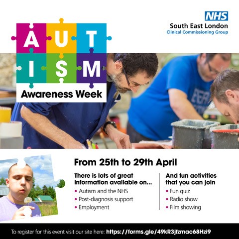 We're excited to be marking #AutismAwarenessWeek with a series of virtual sessions 💙

This will include webinars, video releases, question and answer sessions, a film showing and a quiz and radio show for fun. 

Get more info and register at selondonccg.nhs.uk/events/autism-… #SELondon
