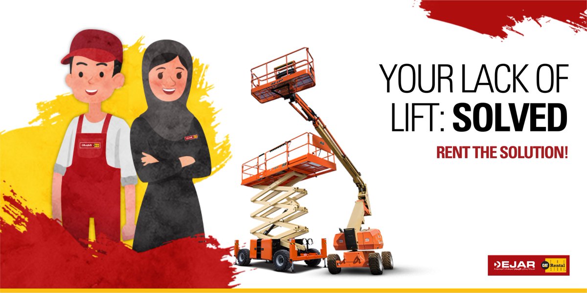 EJARCATRENTAL's tweet photo. If you are short on manlift or any other equipment that you need in construction, industry, building management, road construction, landscaping or contracting, #Ejar is everything you need to complete your path to success.
#ejarcat #zahidgroup #saudiarabia #catmachinery #rent https://t.co/3TUfAfJloI