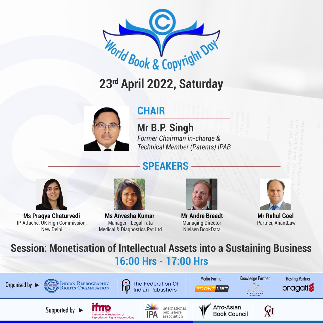 IRRO_Official's tweet photo. Intellectual properties or assets are dependent on various factors in order to get monetized. Learn this and much more through this one of a kind event!
Register here: https://t.co/WecOaBgp31
#WorlBookAndCopyRightDay https://t.co/QFtKemSU8n