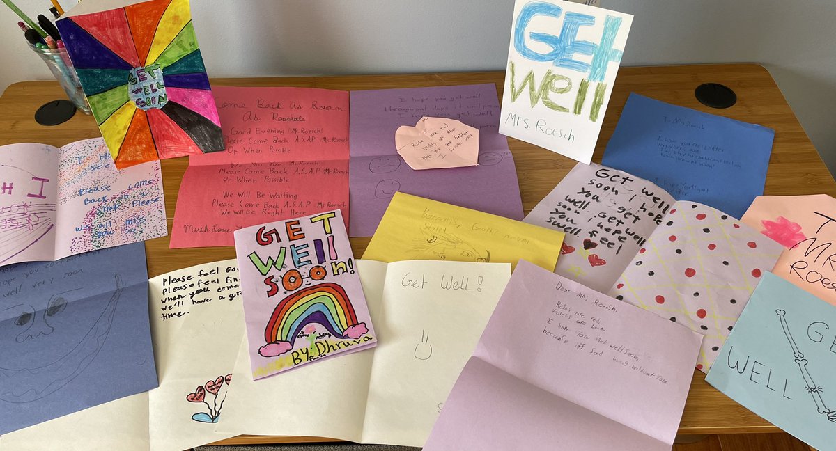 bethroesch's tweet photo. Out sick for a few days…. teaching is still the best job in the world. Where else do you receive get well poems from your people? @BakerButlerElem https://t.co/oIRUJZPHyb
