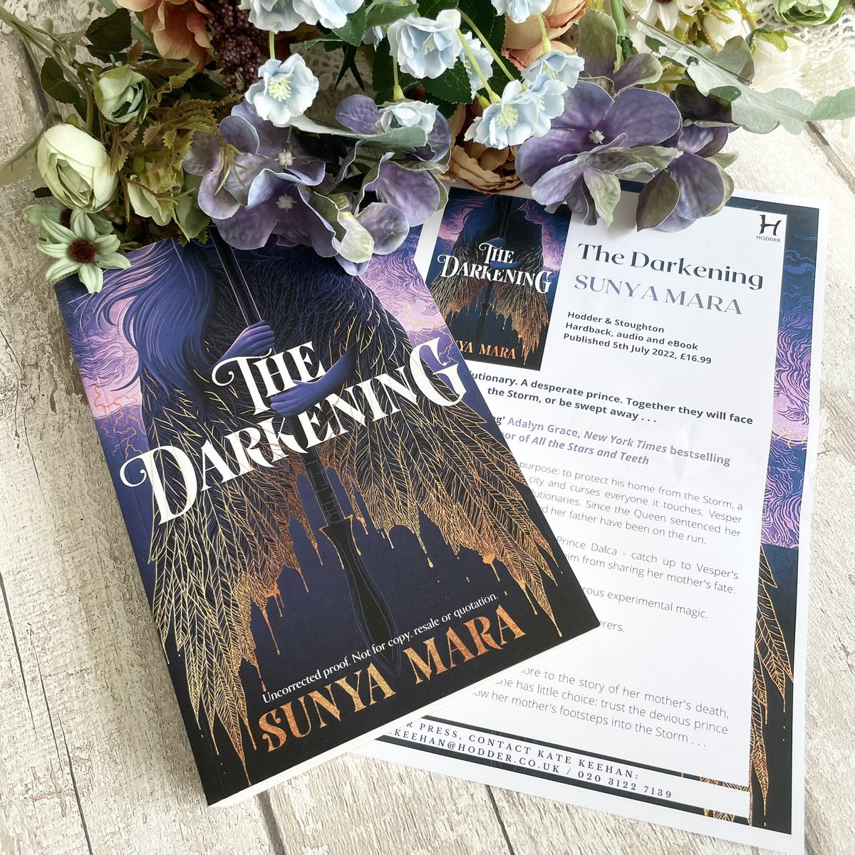 TwistedinPages's tweet photo. Amazing #bookmail 🤩Thank you @readeatretreat @hodderscape for this beautiful proof of #TheDarkening by @sunyamara. Out on 5th July! 💫
#giftedproof #bookblogger #booktwitter https://t.co/svIpATfo6M