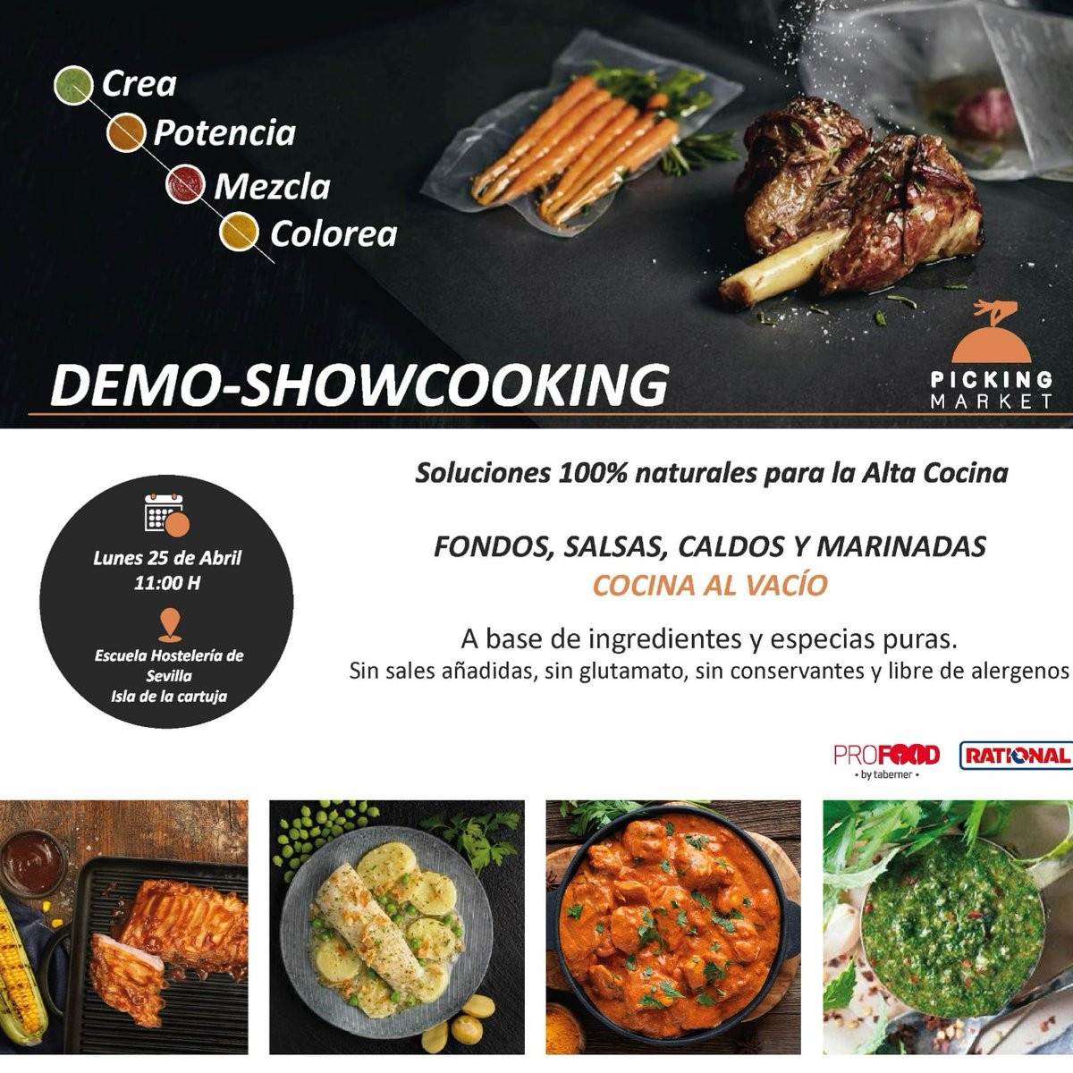 PickingMarket's tweet photo. ¡Si buscas sabores distintos y te gusta experimentar con las especias tienes que venir a la demo de #PROFOOD! 🍽️ 

Fondos, caldos, marinadas, etc. 🔝

➡️ Las plazas son limitadas, contacta a tu comercial para reservar la tuya. 😉

#Gastronomía #Especias #Chef #PickingMarket https://t.co/CyYjP4C2SJ