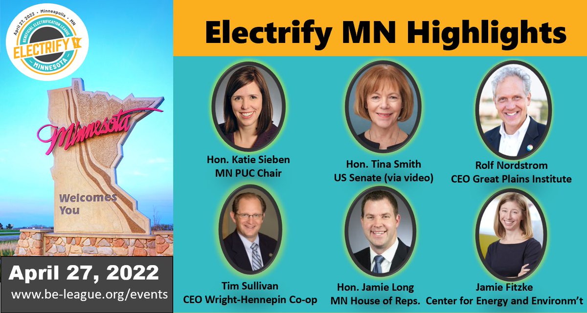 MikeBull_MN's tweet photo. Please join us for this terrific event co-hosted by @BeneficialElec1 and @MNRuralElectric!  Come hear @Jamiemlong, @JasonRarick, @MN_PUC Chair, Katie Sieben, @jamie_fitzke @TinaSmithMN @RolfNordstrom @jefficiency and others (including me)

It’ll be a blast! 

#TheFutureIsElectric https://t.co/b2vhI9AQbg