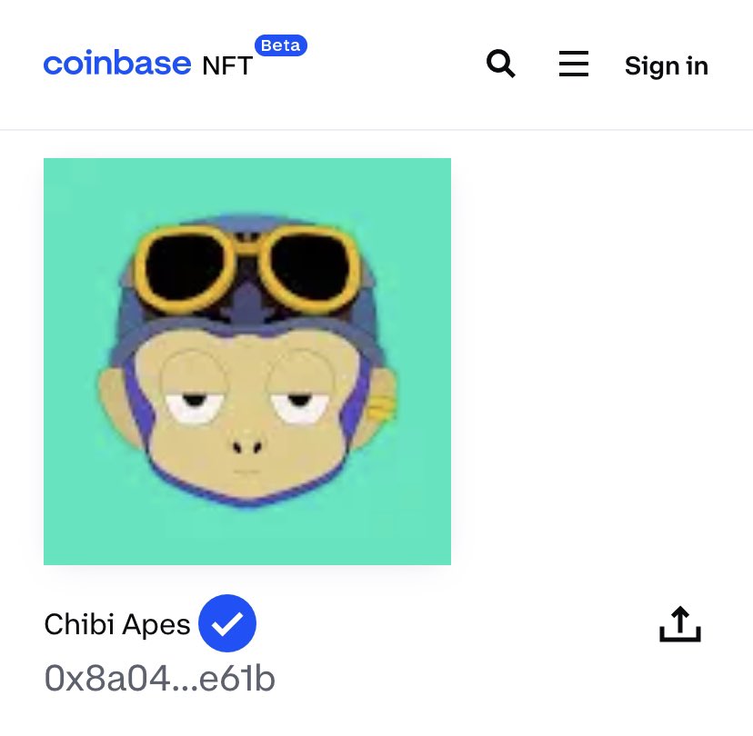 Chibi Apes are verified on <a href="/Coinbase_NFT/">Coinbase NFT</a> 💙

Links for the collections are below. #WeLoveTheChibis