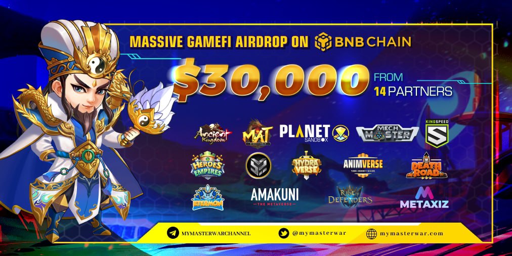🔥THE BIGGEST AIRDROP EVER🔥

We have partnered with 14 #GameFi projects on @BNBchain to Giveaway a Massive $30,000 worth of NFTs and Tokens!

To win:
Like ❤️+ Retweet 🔄
👇and enter gleam 👇
gleam.io/92Q3p/massive-…