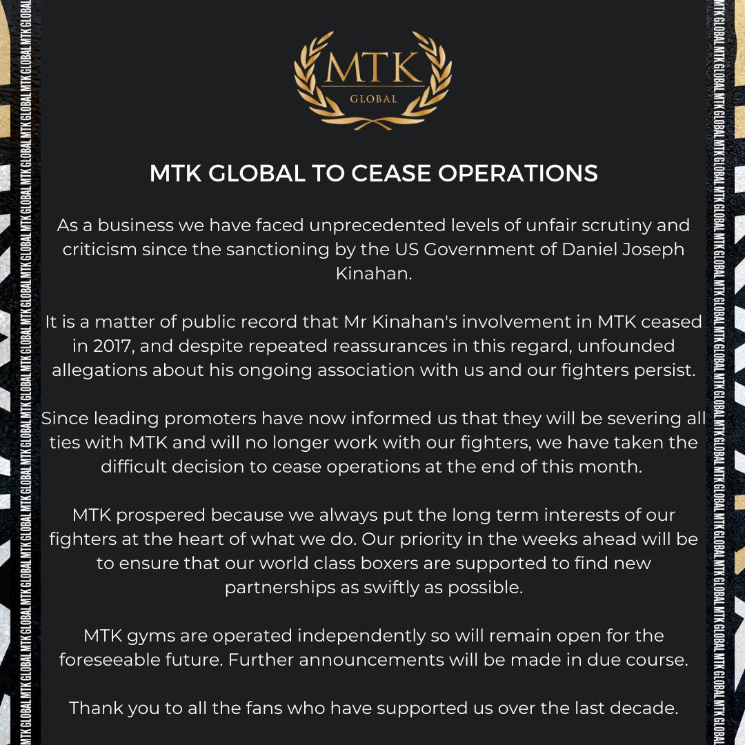 ‼️ MTK TO CEASE ALL OPERATIONS BY THE END OF THE MONTH!!! #BOXING #MTKGLOBAL