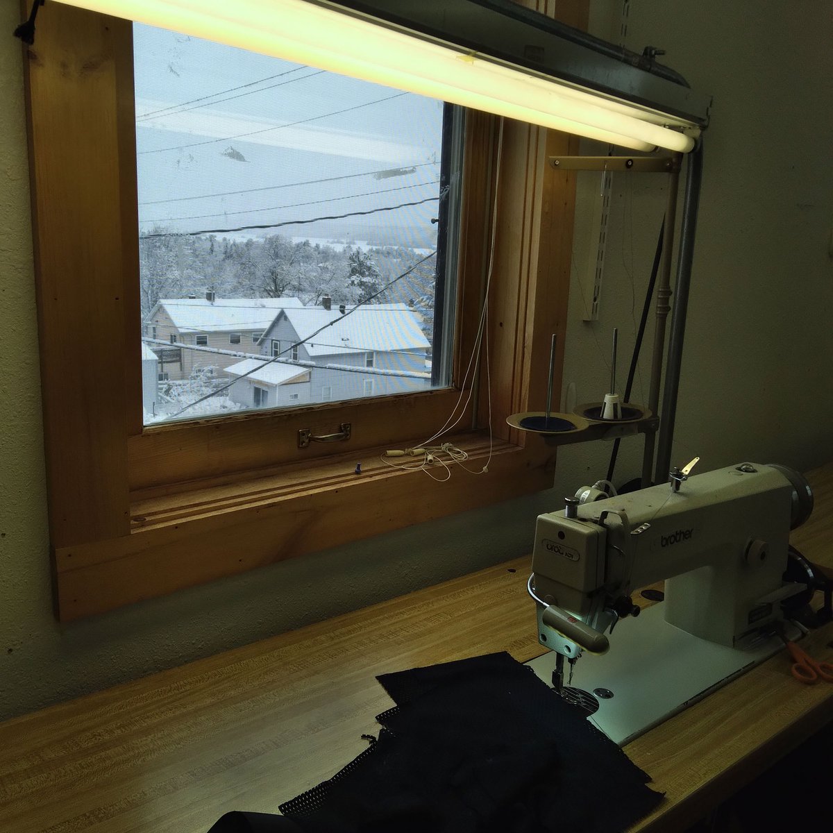 A sewing station with a view - Only the best for Wintergreen's sewing staff! 
#wearMNmade #handmade #upnorth