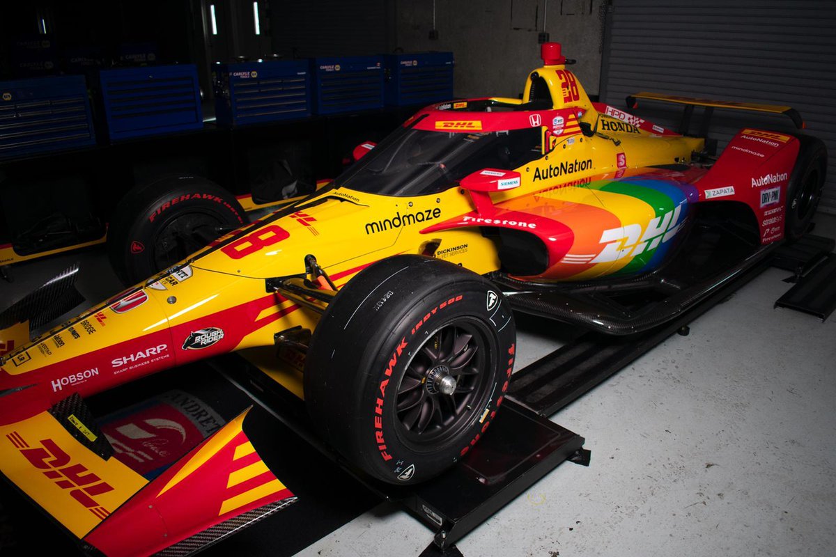 DHLUS's tweet photo. DHL takes to the big stage with the return of the #DeliveredWithPride livery on #28 for the 106th Running of the Indianapolis 500! π³οΈβπ
#DHLPride #AllAndretti #TeamPhoenixDHL https://t.co/3nwBoZM3y3