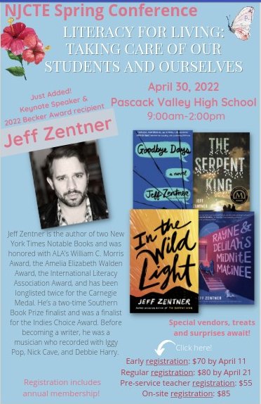 Spring Break To-Do List: Register for NJCTE's spring conference!eventbrite.com/e/njcte-spring… Saturday, April 30th. Sessions for K-12 teachers (student teachers, too!) #NJCTE #literacy #PD #NJELA Please share with colleagues! (Bring one!) @NJACTE1 @nErDCampNJ1  @NJASCDNorth @NJLiteracy