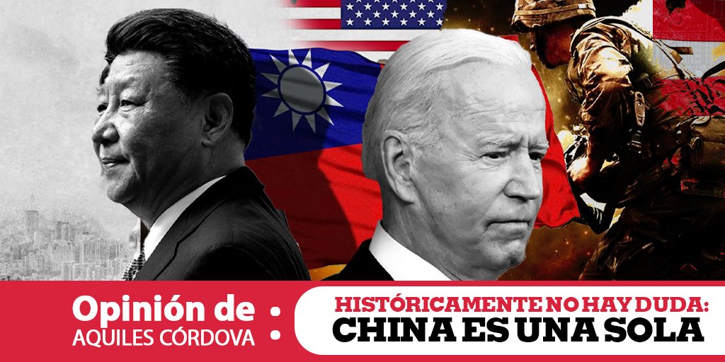 Buenos días. Te invito a leer mi #Opinión semanal Históricamente no hay duda: China es una sola "El problema no está ahí; el problema está en cómo hacer que lo acepten y lo respeten el imperialismo norteamericano y sus aliados" bit.ly/3MjG7iS