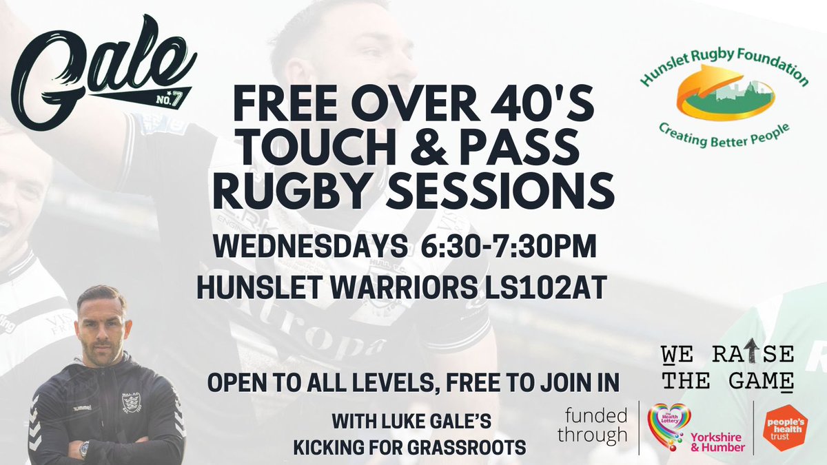 GaleGrassroots's tweet photo. Back tonight!! Come down and have a go, a fun hour for all. No experience needed ๐
๐ Hunslet Warriors
โฐ 6:30pm - 7:30pm
#hunsletwarriors #kickingforgrassroots #rugby #rugbyleague #lukegale @snozzer_gale #touchandpass #leeds @HunsletRugby https://t.co/lLNp6dvvJk