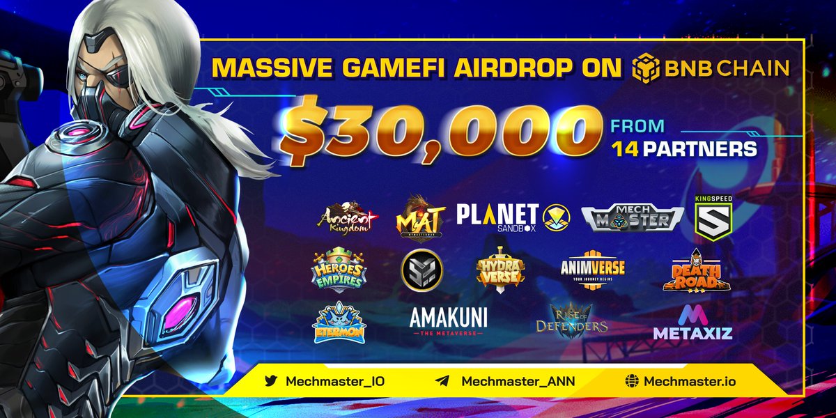 ☄️HIGHLIGHT OF THE DAY: THE BIGGEST AIRDROP EVER NOW STARTS🔥
The much-awaited moment finally came!!!
➡️To win, do the steps: 
🔹Like❤️&amp; Retweet 🔁
🔹Enter the gleam: gleam.io/92Q3p/massive-…

#MechMaster $MECH #NFT #GameFi