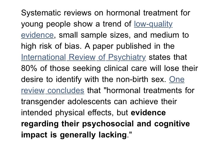 EliseOceans's tweet photo. The Florida Department of Health updated their guidelines on the treatment of children with gender dysphoria: 

Gender reassignment surgery, hormonal therapy, social transition, or even encouraging transition have “unacceptably high risk of doing harm” and are not recommended. https://t.co/EMUuzfgp8m