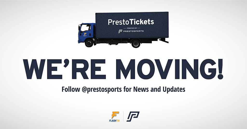 ICYMI. FlashTix is now PrestoTickets, and we're moving! Follow <a href="/PrestoSports/">PrestoSports</a> for news and updates. Plus you'll learn how PrestoSport's comprehensive platform can be used to engage and delight your fans. 
#fortheloveofthegame