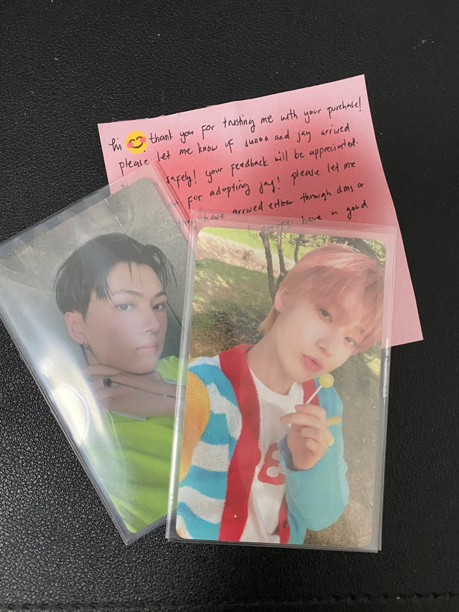 _1437cart's tweet photo. « #rin_mails💌 || #heesunkitenchu #j6ycart_proofs »
↳ jay fever pob haver!!! thank you so much for trading it with me and for the free sunoo nrpc @heesunkicart and for @j6ycart tysm for selling these 🙆🏻♀️ it was a vvv smooth transaction <33 until next time 🤍 https://t.co/LDPgoJN7eW
