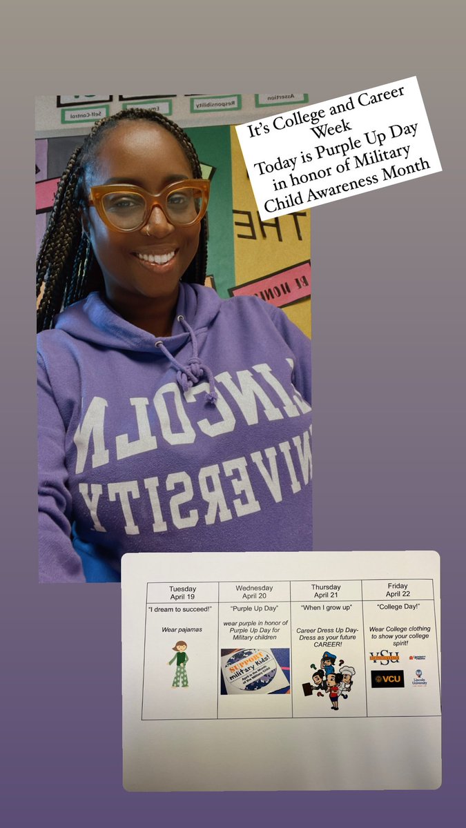This month students are learning all things college and career during counseling with Ms.Knight. This week we are having college and career spirit week!! Today is Purple Up Day.. #Tuckahoerocks @TuckPrinc @TuckahoeSchool #collegeandcareerreadiness #collegeandcareer