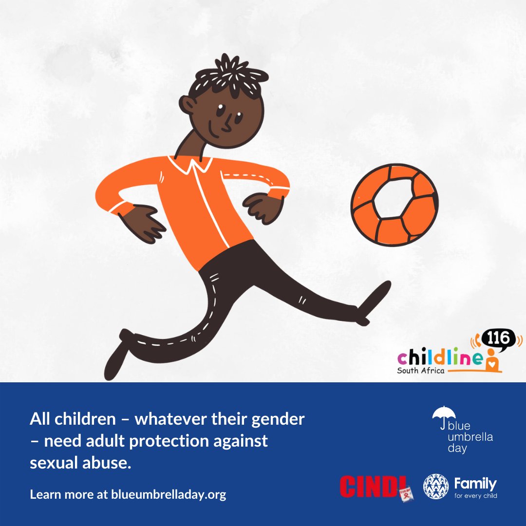 cindi_network's tweet photo. During our research with @ChildlineSA and @FFEveryChild  boys told us that they feel less protected than girls by the adults in their lives. All children need adult protection. #BlueUmbrellaDay https://t.co/JYqY5OOeJj