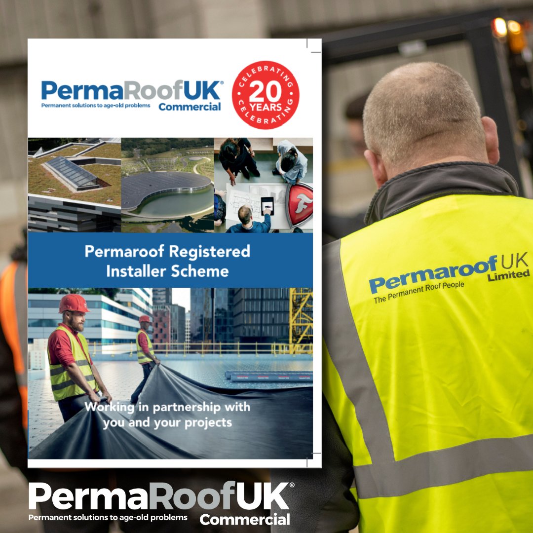 PermaGroupUK's tweet photo. Introducing our brand-new #PermaRoof Registered Installer brochure๐ Find about all about the benefits of our PRI scheme for both professional roofers and clients by clicking this link and scrolling down to the bottom of the page: https://t.co/RAMWI49TUm #Commercial #FlatRoofing https://t.co/VCeIpYrsrv