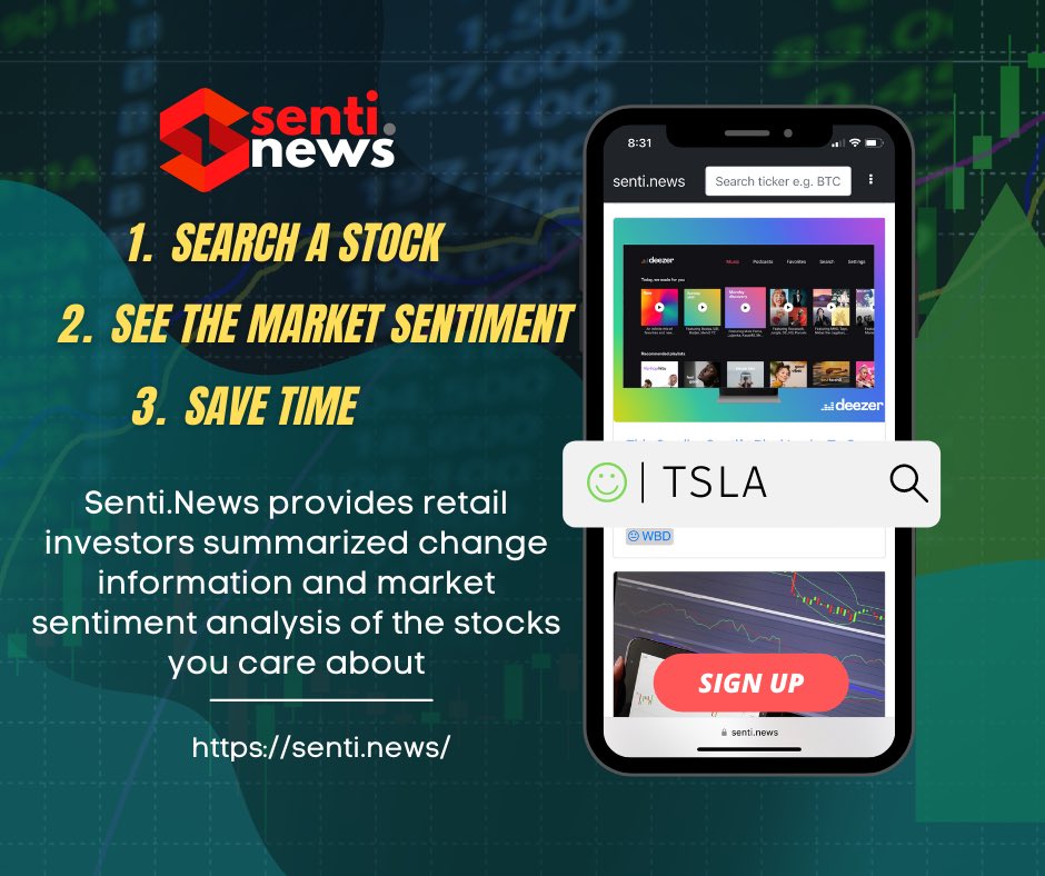 sentinews's tweet image. senti.news, provides retail investors access to the information they need in the shortest time.

Senti.News digs through all news sources, analyzes and summarizes market changes and sentiment.
