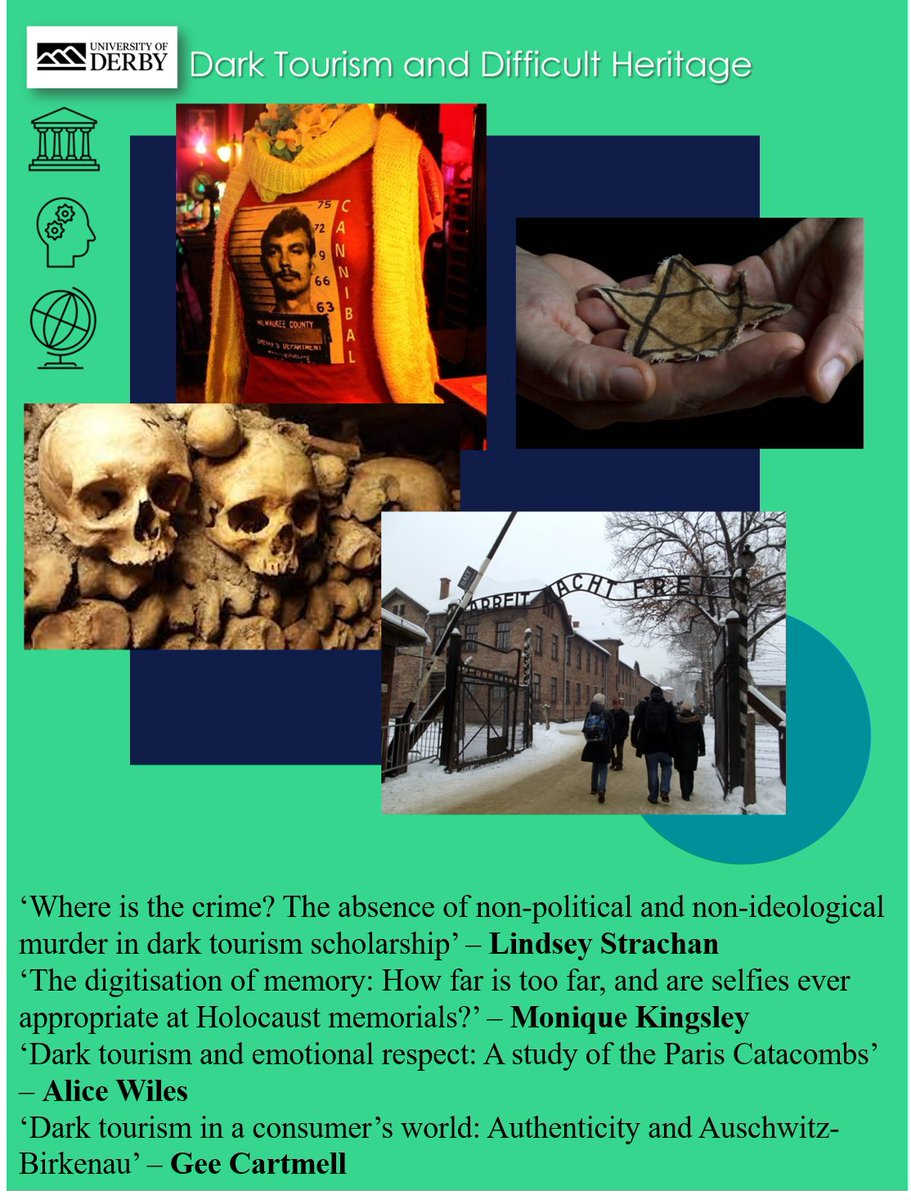 derbysymposium's tweet photo. Check-out the schedule &amp; papers for Panel 3 of our symposium on Wed 27 April: 
Panel 3: Dark Tourism and Difficult Heritage:
17:30-18:30
Paper details shown below
DM for invitation &amp; links to papers 
#GlobalHeritageSymposium
#UoD
#AcademicTwitter
#twitterstorians 
#darktourism https://t.co/qLdR5m2dLb