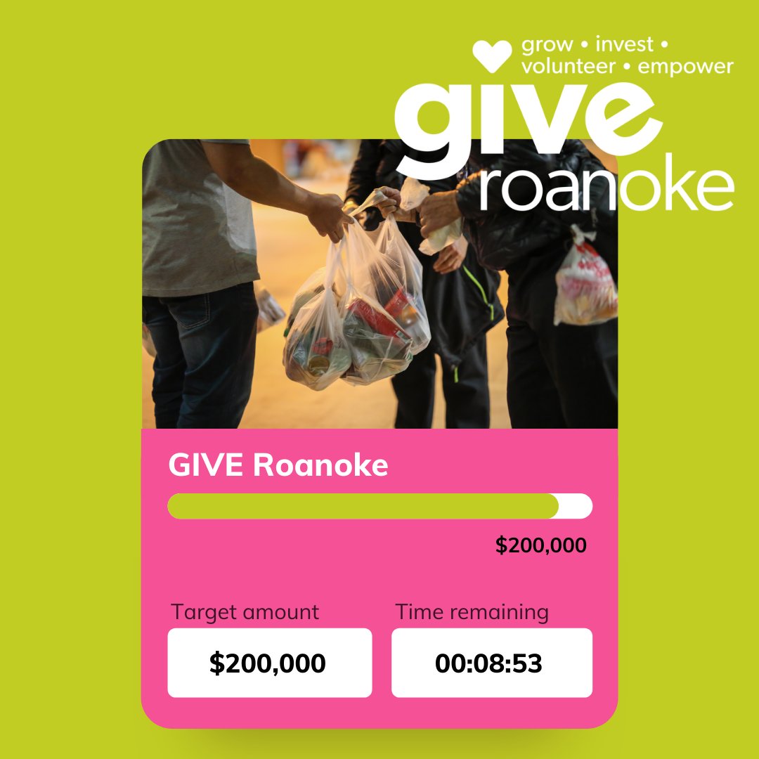We're closing in on $200,000! There's still time to GIVE! #GIVERoanoke giveroanoke.org